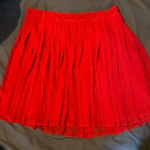 Red loft pleaded skirt size 8